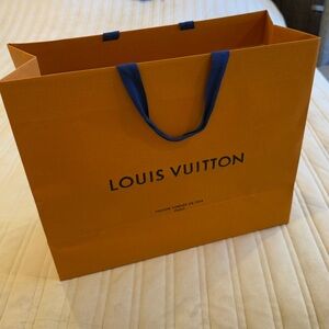 Louis Vuitton Tangerine Tote with Navy Handles